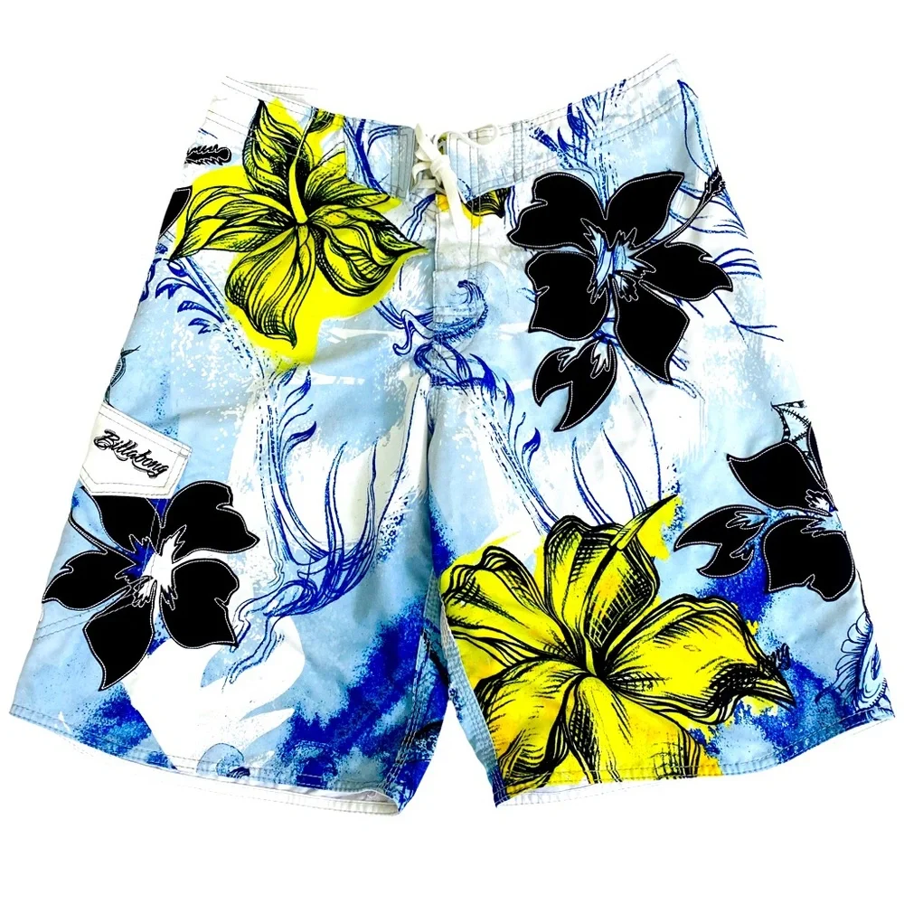 Men’s Billabong Hawaiian Print Swim Trunks Size 33 - Picture 1 of 6